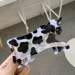 1PC Cute Milk Cow Hair Claw Acrylic Hair Clip With Cow Shape Printed Shark Design Black And White Design Hair Accessory Hairpin