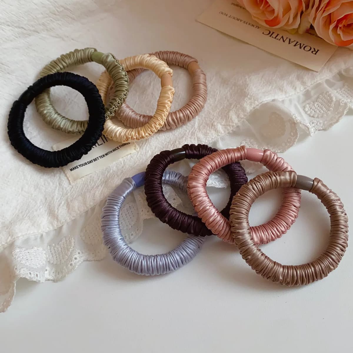 Fresh High Ponytail Simple Elastic Silk Scrunchie for Women Girl Personality Satin Hair Rope Commuter Fashion Hair Accessories M