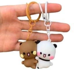 'Cartoon Panda Bubu Dudu Magnetic Keychain Cute Backpack Pendant with Toy Figures Couple Accessories Ideal Fantasy Themed Gift