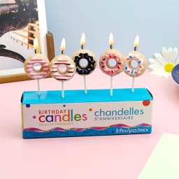 5PCS Cartoon Cake Candles Hot Selling Donuts Happy Birthday Children's Party Decorations Romantic Valentine's Day Gifts
