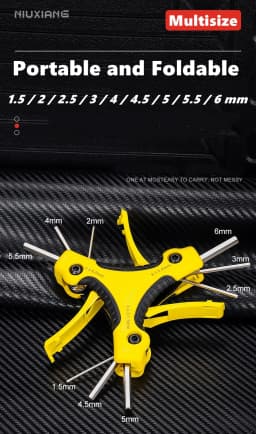9 in 1 Folding Hex Key Set, Portable Allen Key With Ergonomic Handle,Metric (1.5mm, 2mm, 2.5mm, 3mm, 4mm, 4.5mm, 5mm, 5.5mm,6mm)