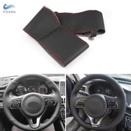 For Kia Sportage 4 KX5 2016-2019 K5 Optima 2016 2017 2018 Hand Braids on Car Steering Wheel Cover Perforated Microfiber Leather