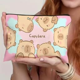 Cute Capybara Bag Print Makeup Bag Lightweight Double-Sided Zipper Pouch Cosmetics Makeup Case for Women Travel Camping Use