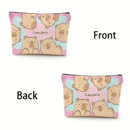 Cute Capybara Bag Print Makeup Bag Lightweight Double-Sided Zipper Pouch Cosmetics Makeup Case for Women Travel Camping Use