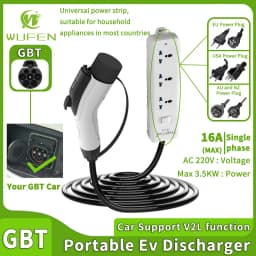 WUFEN BYD V2L GBT Discharger for EU/USA/UK/AU/NZ Socket EV Charger V2L Adapter 16A for GBT Cars Need Car Support V2L Function
