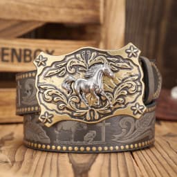 A Western-Buckle PU Belt Suitable for Both Men and Women, A Unique and Retro Brown Belt (With Perforated Nails Included)