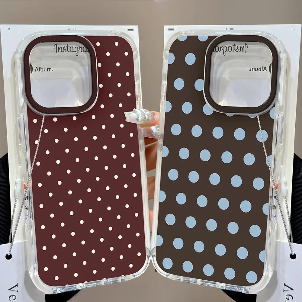 luxuryInsBrownRedPolkaDotsPhoneCaseForiPhone171616e1514131211MiniProMaxXXRXSMax78AirPlusBackCover