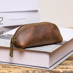 Crazy Horse Leather Coin Purse & Key Case, European-style Multifunctional Zipper Pouch, Top-Grain Cowhide, Unisex