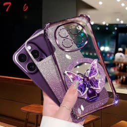 Glitter Butterfly Mirror Crystal Bracelet Case For Xiaomi Redmi Note 15 15C 14 14C 13 13C 12 11 Pro Plus 4G 5G Shockproof Cover