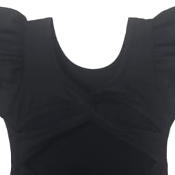 Girls Black Ballet Dance Leotards Ruffle Short Sleeve Gymnastics Outfits Hollow Back Tumbling Bodysuits Practice Costume