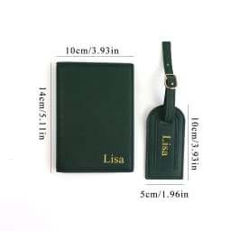 Customized Name Set, Unisex Safiano PU Leather Passport Holder and Luggage Tag Gift Box