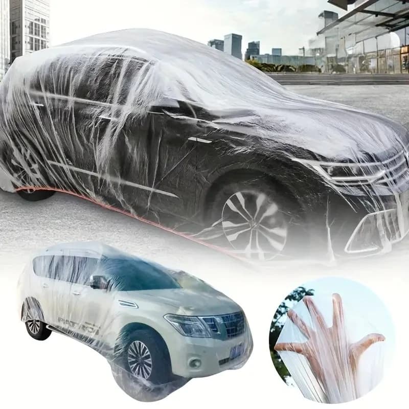 Disposable Transparent Car Cover Universal PEVA Dustproof Scratch Free Auto Protector for Indoor Use Vehicle Exterior Protection