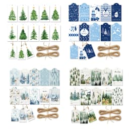 60pcs Christmas Santa Claus Paper Tag with String Nutcracker Gift Packaging Label Box Decoration Card For Xmas Party Supplies