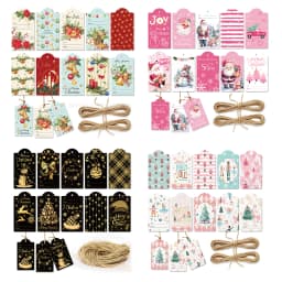60pcs Christmas Santa Claus Paper Tag with String Nutcracker Gift Packaging Label Box Decoration Card For Xmas Party Supplies