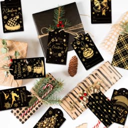 60pcs Christmas Santa Claus Paper Tag with String Nutcracker Gift Packaging Label Box Decoration Card For Xmas Party Supplies