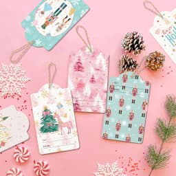 60pcs Christmas Santa Claus Paper Tag with String Nutcracker Gift Packaging Label Box Decoration Card For Xmas Party Supplies