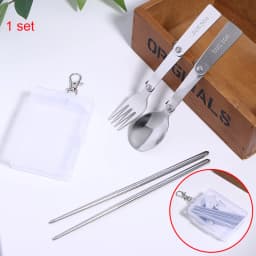 New 1Pc/3Pcs Portable Outdoor Cutleries Stainless Steel Spoon Fork Chopstick For Camping Travel School Use Folding Tablewares
