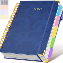 Extra Large Hardcover Spiral Notebook - with Removable Dividers & Tabs, 300 Pages Faux Leather Cover,For School,Office,Planner