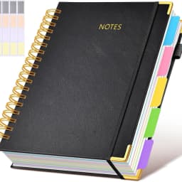 Extra Large Hardcover Spiral Notebook - with Removable Dividers & Tabs, 300 Pages Faux Leather Cover,For School,Office,Planner