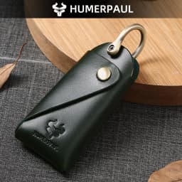 HUMERPAUL Crazy Horse Leather Keychain Men Women Key Organizer Pouch Top Quality Male Housekeeper Keys Storage Bag