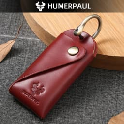 HUMERPAUL Crazy Horse Leather Keychain Men Women Key Organizer Pouch Top Quality Male Housekeeper Keys Storage Bag