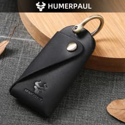 HUMERPAUL Crazy Horse Leather Keychain Men Women Key Organizer Pouch Top Quality Male Housekeeper Keys Storage Bag