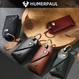 HUMERPAUL Crazy Horse Leather Keychain Men Women Key Organizer Pouch Top Quality Male Housekeeper Keys Storage Bag