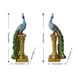 Luxury Couple Peacock Statue Resin Sculpture Gold Column Bird Figurine Home Decor Elegant Living Room Desk Ornament Gift