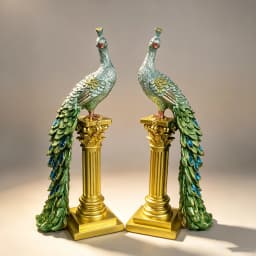 Luxury Couple Peacock Statue Resin Sculpture Gold Column Bird Figurine Home Decor Elegant Living Room Desk Ornament Gift