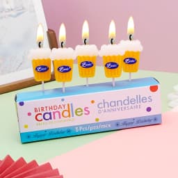 5PCS Beer Themed Birthday Cake Decoration Candles for Men's Father's Day Adult Bar Party Cartoon Candles