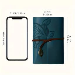 Vintage Leaf Hand Book Faux Leather Notebook - 75 Sheets Kraft Paper Leather Bound Daily Notepad for Lined Paper
