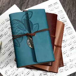 Vintage Leaf Hand Book Faux Leather Notebook - 75 Sheets Kraft Paper Leather Bound Daily Notepad for Lined Paper