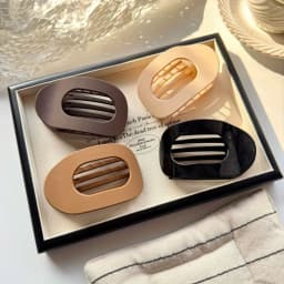4pcs/set Matte Oval Flat Clip, Minimalist Matte Curved Hair Clip for Women Girls Thick Hair