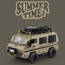 489pcs Summer Time 2 City Retro L300 4x4 Camper Van Building Blocks PB8823 Technical RV Car Model Bricks Toys for Adults Gifts