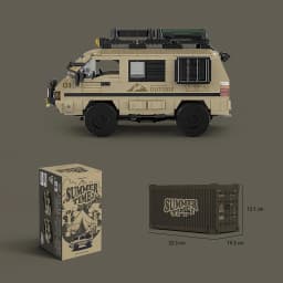489pcs Summer Time 2 City Retro L300 4x4 Camper Van Building Blocks PB8823 Technical RV Car Model Bricks Toys for Adults Gifts