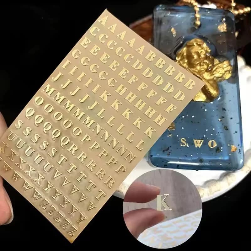 2Pcs Metal 26 Mini Alphabet Decor Stickers Gold Silver Epoxy Resin Filler For DIY Silicone Molds Craft Making Fillings