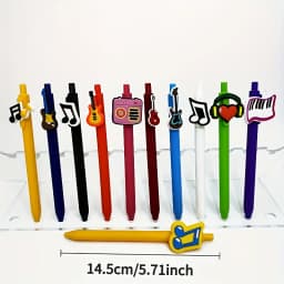 20pcs/30pcs Musical Instrument Theme Patch Pen Creative PVC Soft Adhesive Patch Neutral Pen Student Writing Stationery Ballpoint