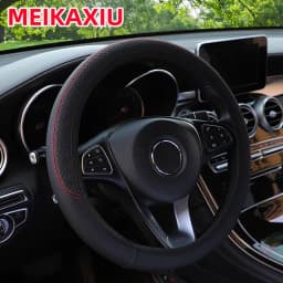 PU leather checkered embossed multi-color car rimless steering wheel cover suitable for 14.5 - 15 inch car interior accessories