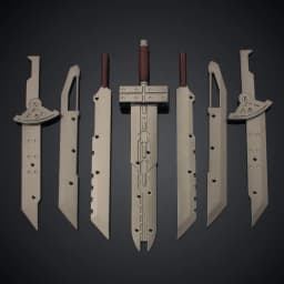25cm 7pcs Final 3 Fantasy Cloud Buster Sword Alloy Model Metal Toy Holiday Box Game Peripheral Anime Manga Collection Gift Toy