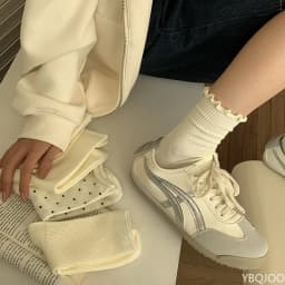 5 Pairs Polka Dot Fungus Edge Sweat Absorbing Breathable Soft Comfortable Casual Socks Women White Mid Tube Cotton Socks