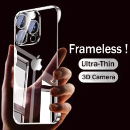 Luxury Plating Frameless Transparent Case for iPhone 17 16 15 14 13 12 Pro Max Plus Glass Camera Protection Ultra Thin Hard PC