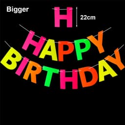 Neon Birthday Paper Garland Decorations Glow in the Dark Party Triangle Flags Bunting Black Light Reactive UV Banner Supplies