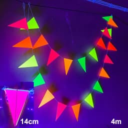 Neon Birthday Paper Garland Decorations Glow in the Dark Party Triangle Flags Bunting Black Light Reactive UV Banner Supplies