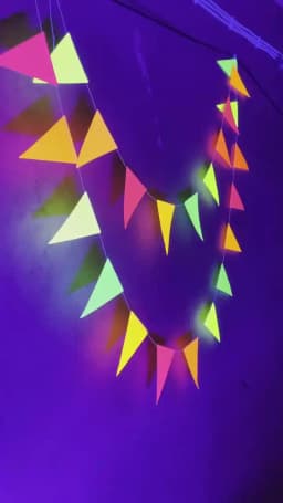 Neon Birthday Paper Garland Decorations Glow in the Dark Party Triangle Flags Bunting Black Light Reactive UV Banner Supplies
