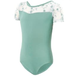 Girls Ballet Leotard Short Sleeve Dance Wear with Embroidery, Kids Dance Practice Gymnastics Outfit