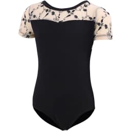 Girls Ballet Leotard Short Sleeve Dance Wear with Embroidery, Kids Dance Practice Gymnastics Outfit