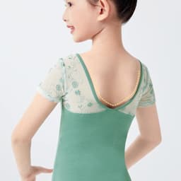 Girls Ballet Leotard Short Sleeve Dance Wear with Embroidery, Kids Dance Practice Gymnastics Outfit