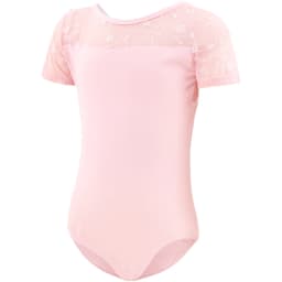 Girls Ballet Leotard Short Sleeve Dance Wear with Embroidery, Kids Dance Practice Gymnastics Outfit