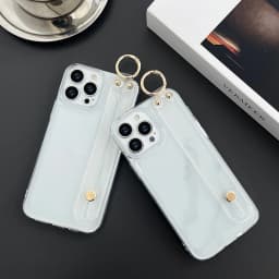 For Samsung Galaxy S20 S21 S22 S23 S24 S25 Plus Ultra FE Edge Transparent Case Wrist Strap Holder