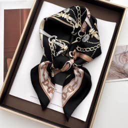 Luxury Women's Vintage Versatile Thin Satin Scarf Floral Print Hairband Spring Small Square Scarf for Tying Hair And Bags